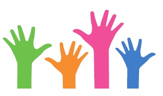 Hands in different colours and sizes.
