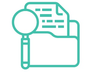 Magnifying glass and documents folder